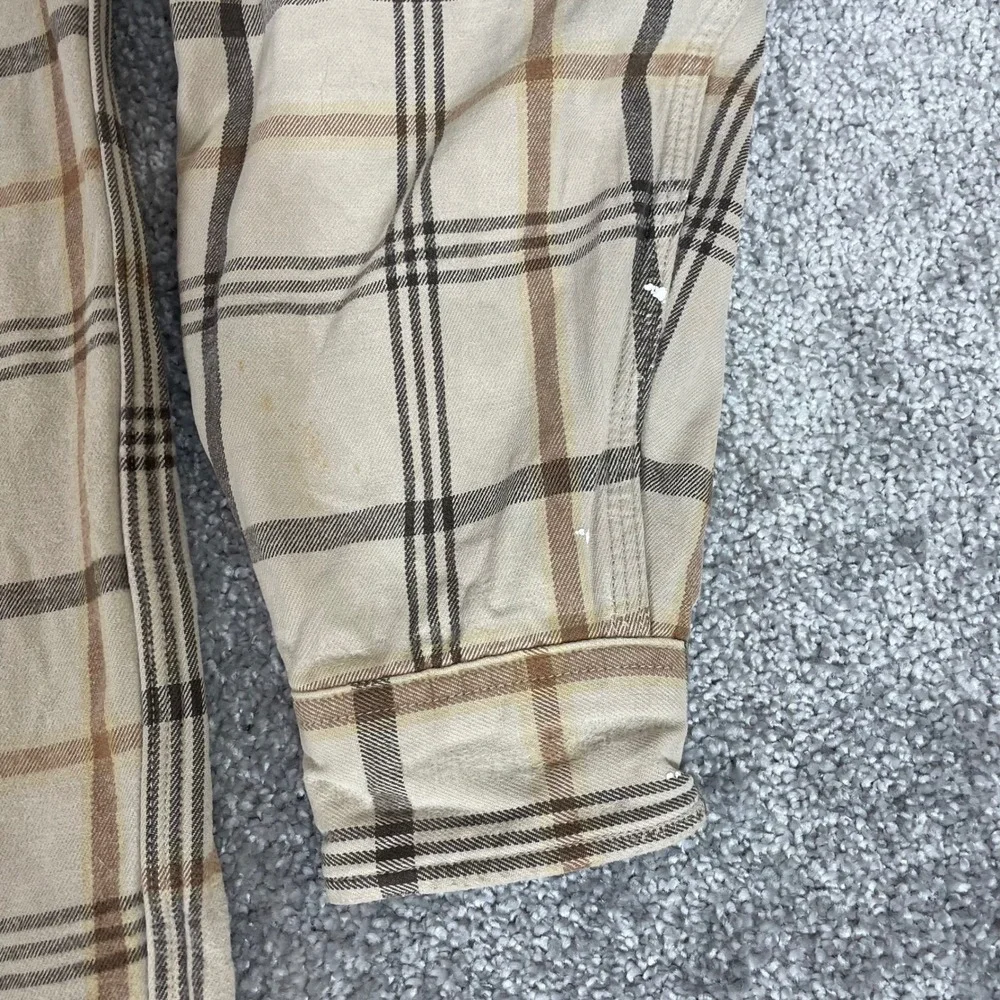 Carhartt Thermal Lined‎ Flannel Shirt Mens Small Plaid Work Shirt Distressed